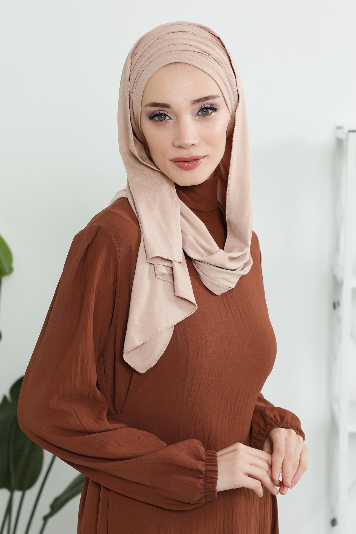 Premium Jersey Shawl Hijab for Women, Easy to Wear Cotton Headscarf, Lightweight and Breathable Instant Jersey Shawl, Mother's Day Gift,BT-1 Light Mink