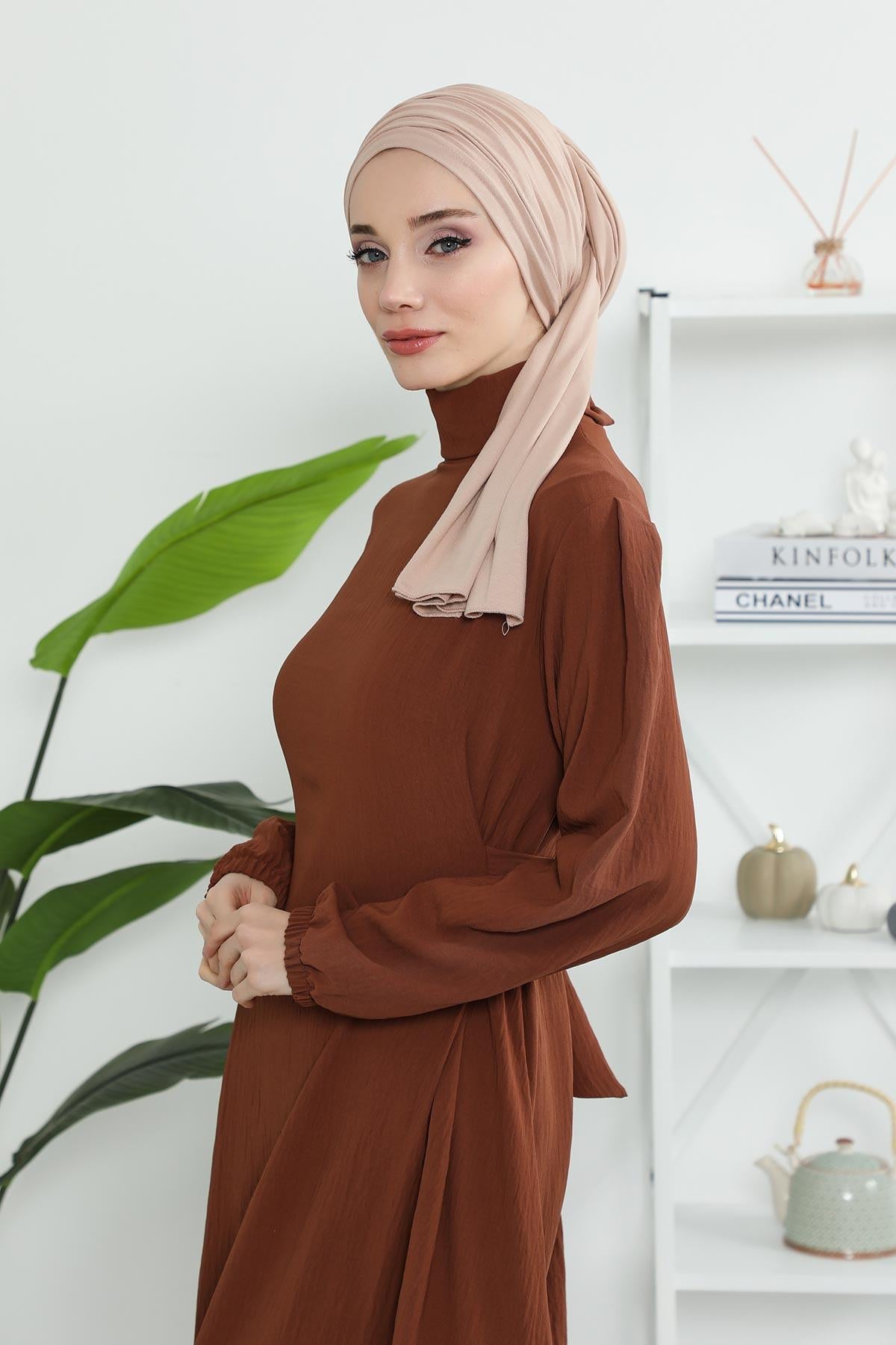 Premium Jersey Shawl Hijab for Women, Easy to Wear Cotton Headscarf, Lightweight and Breathable Instant Jersey Shawl, Mother's Day Gift,BT-1 Light Mink
