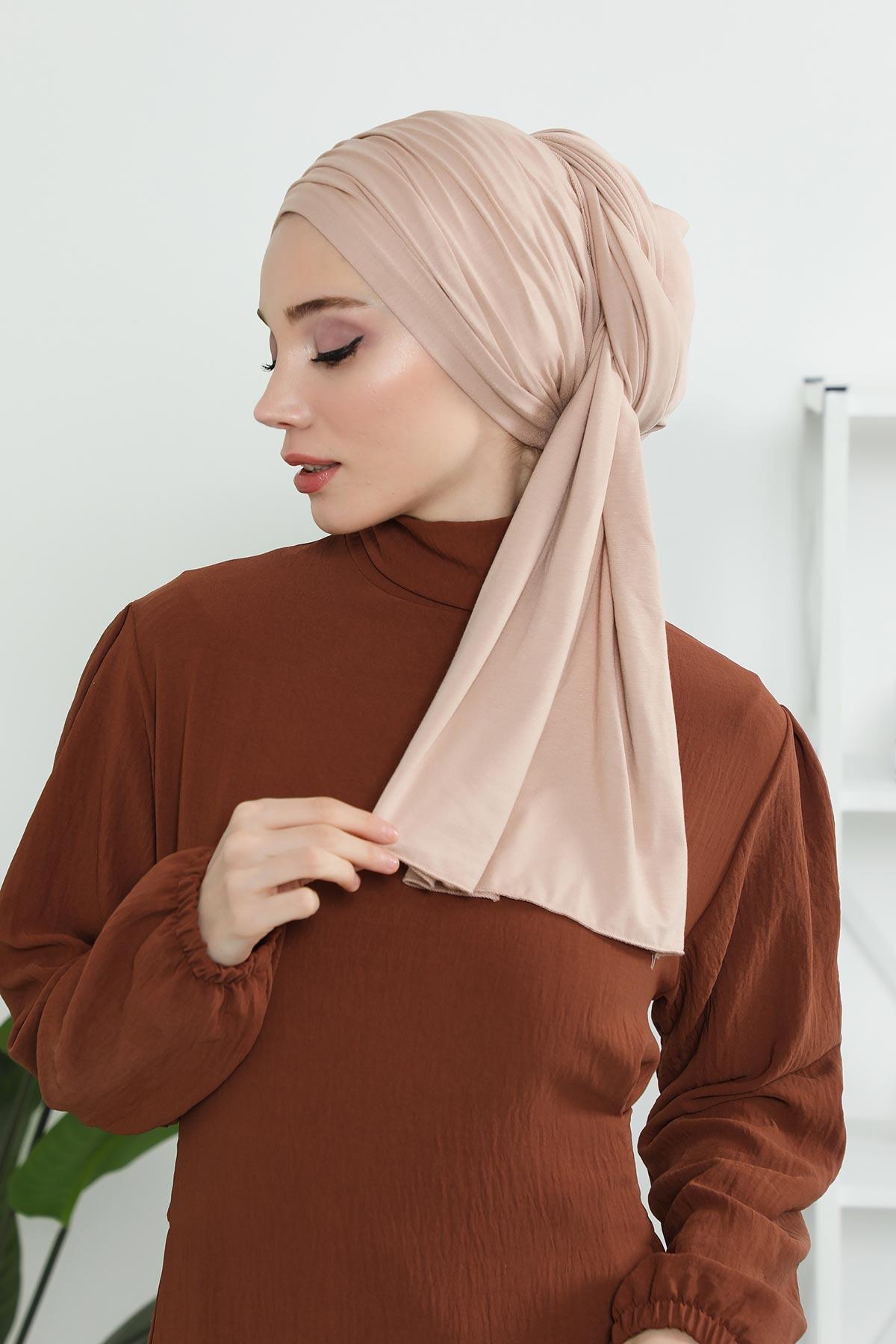 Premium Jersey Shawl Hijab for Women, Easy to Wear Cotton Headscarf, Lightweight and Breathable Instant Jersey Shawl, Mother's Day Gift,BT-1 Light Mink