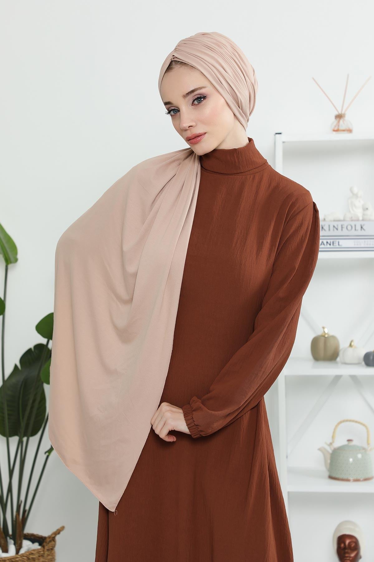 Premium Jersey Shawl Hijab for Women, Easy to Wear Cotton Headscarf, Lightweight and Breathable Instant Jersey Shawl, Mother's Day Gift,BT-1 Light Mink