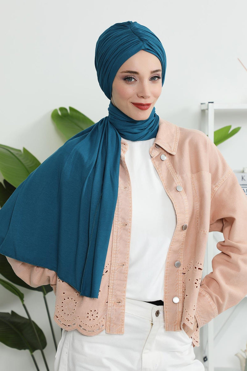 Premium Jersey Shawl Hijab for Women, Easy to Wear Cotton Headscarf, Lightweight and Breathable Instant Jersey Shawl, Mother's Day Gift,BT-1