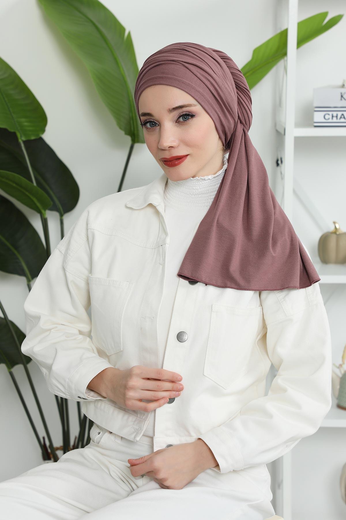 Premium Jersey Shawl Hijab for Women, Easy to Wear Cotton Headscarf, Lightweight and Breathable Instant Jersey Shawl, Mother's Day Gift,BT-1 Dusty Rose