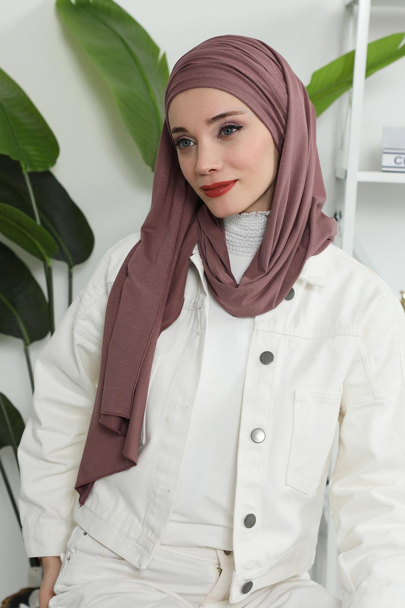 Premium Jersey Shawl Hijab for Women, Easy to Wear Cotton Headscarf, Lightweight and Breathable Instant Jersey Shawl, Mother's Day Gift,BT-1