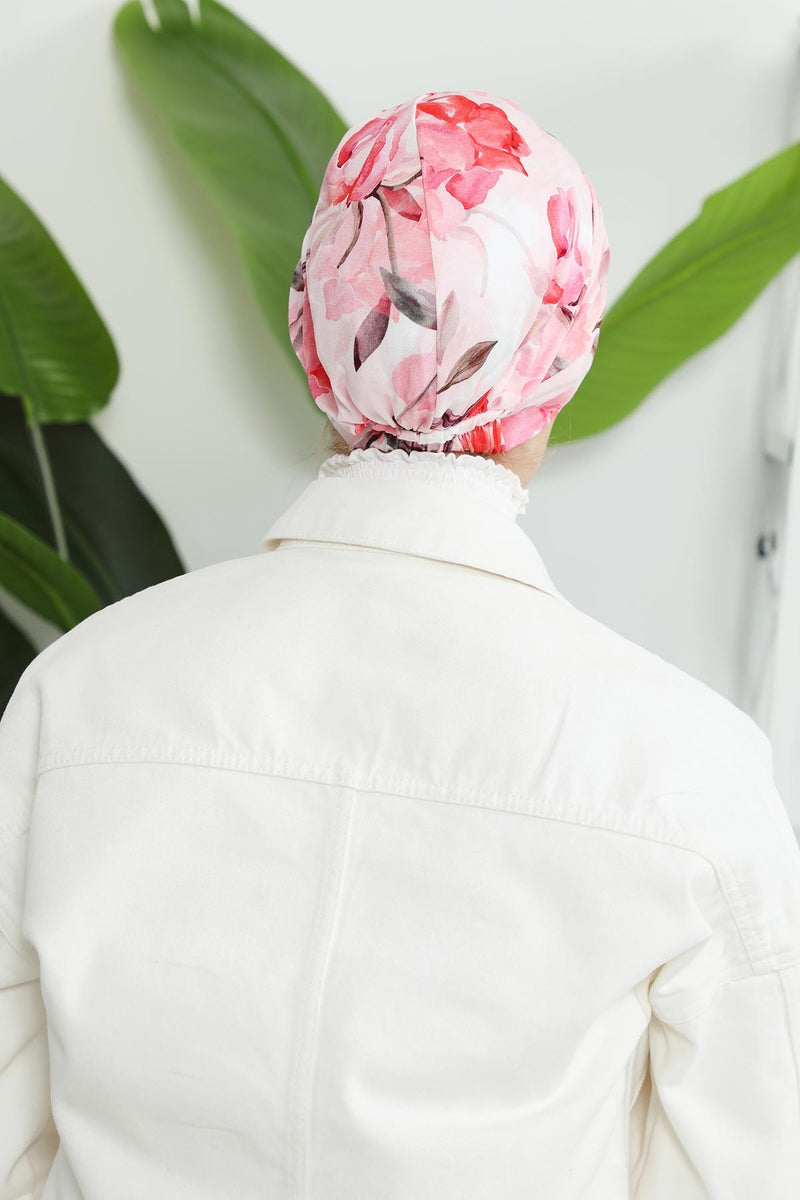 Printed Cotton Visor Women Turban Hat, Sun Protective Newsboy Hat for Women, 95% Cotton Plain Casual Hijab Bonnet Chemo Cap,B-73YD