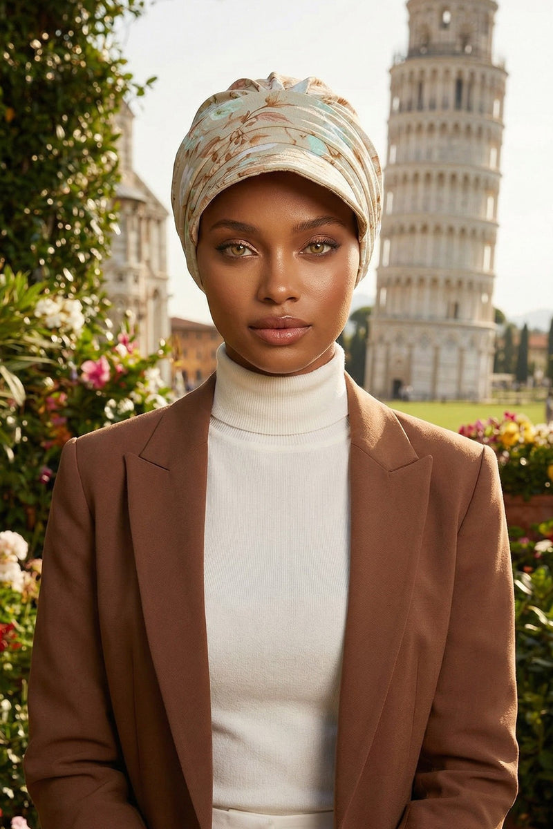 Printed Cotton Visor Women Turban Hat, Sun Protective Newsboy Hat for Women, 95% Cotton Plain Casual Hijab Bonnet Chemo Cap,B-73YD