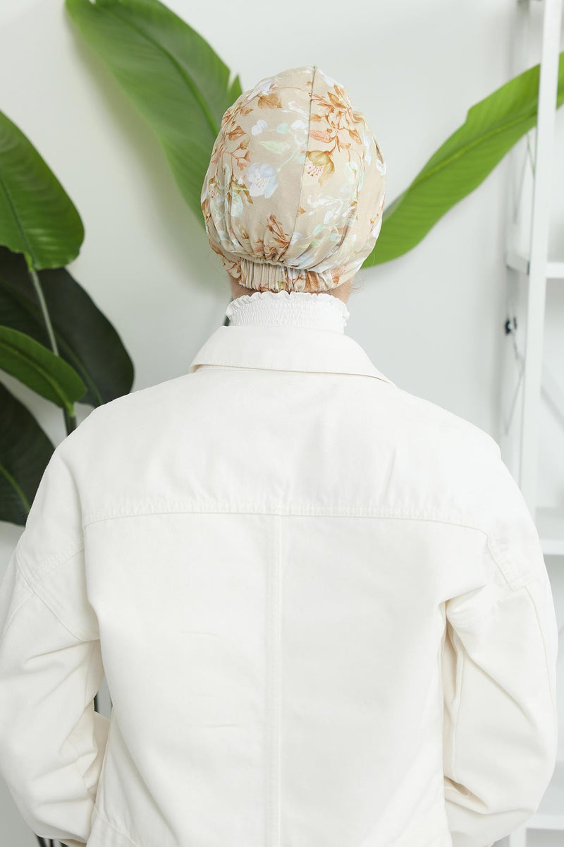 Printed Cotton Visor Women Turban Hat, Sun Protective Newsboy Hat for Women, 95% Cotton Plain Casual Hijab Bonnet Chemo Cap,B-73YD