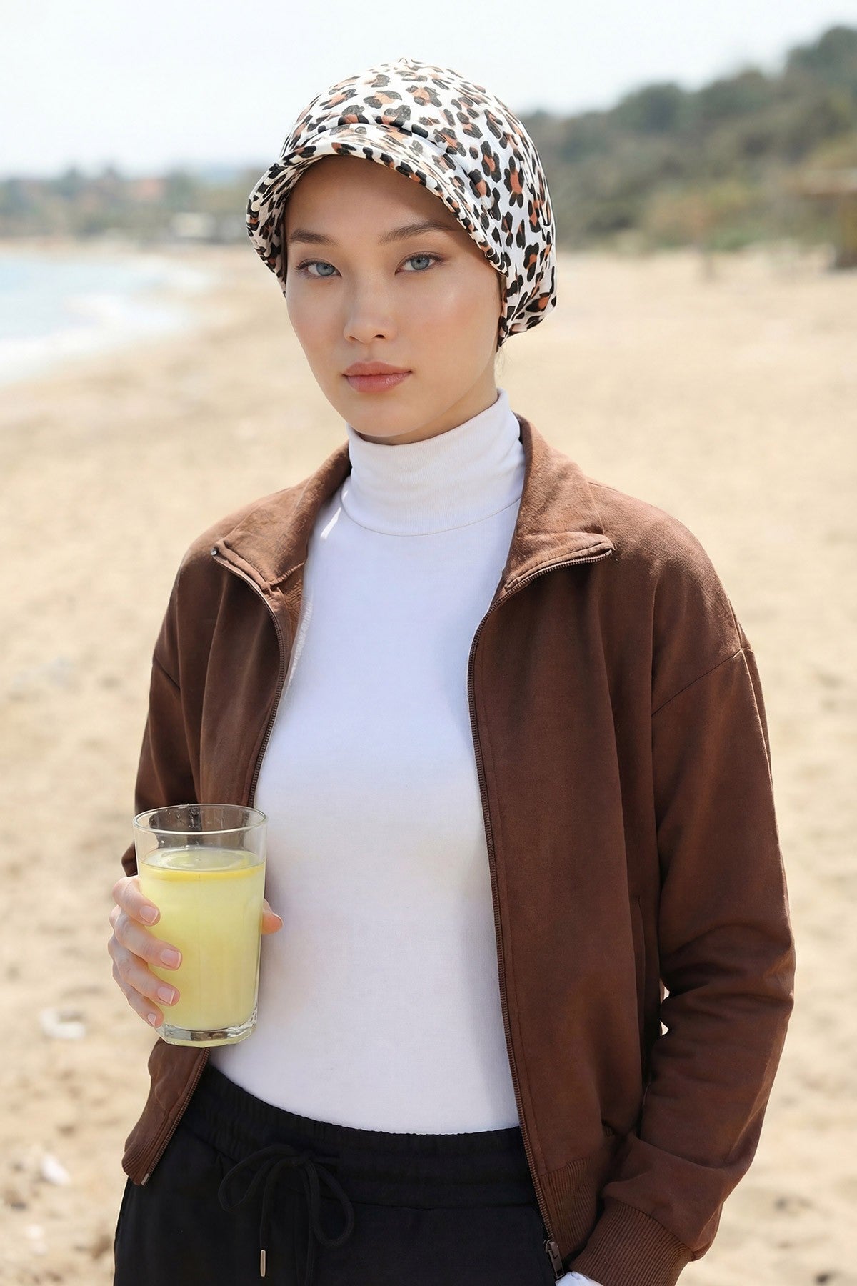 Printed Cotton Visor Women Turban Hat, Sun Protective Newsboy Hat for Women, 95% Cotton Plain Casual Hijab Bonnet Chemo Cap,B-73YD Wild Elegance