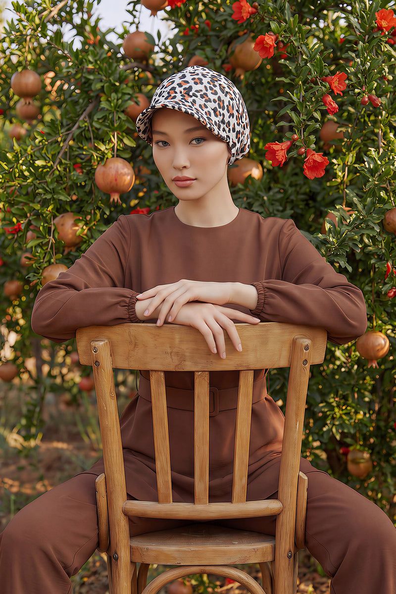 Printed Cotton Visor Women Turban Hat, Sun Protective Newsboy Hat for Women, 95% Cotton Plain Casual Hijab Bonnet Chemo Cap,B-73YD