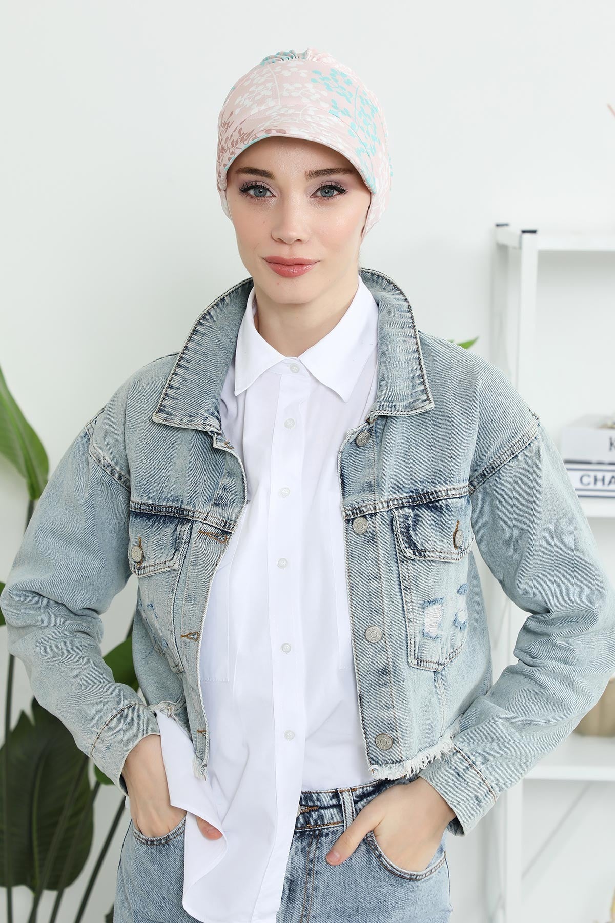 Printed Cotton Visor Women Turban Hat, Sun Protective Newsboy Hat for Women, 95% Cotton Plain Casual Hijab Bonnet Chemo Cap,B-73YD Spring Awakening