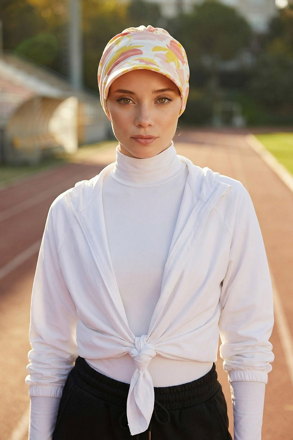 Printed Cotton Visor Women Turban Hat, Sun Protective Newsboy Hat for Women, 95% Cotton Plain Casual Hijab Bonnet Chemo Cap,B-73YD Floral Sunrise