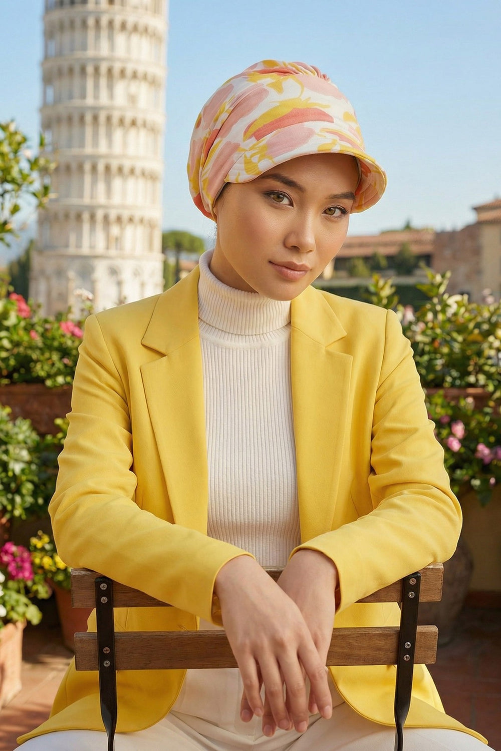 Printed Cotton Visor Women Turban Hat, Sun Protective Newsboy Hat for Women, 95% Cotton Plain Casual Hijab Bonnet Chemo Cap,B-73YD Floral Sunrise