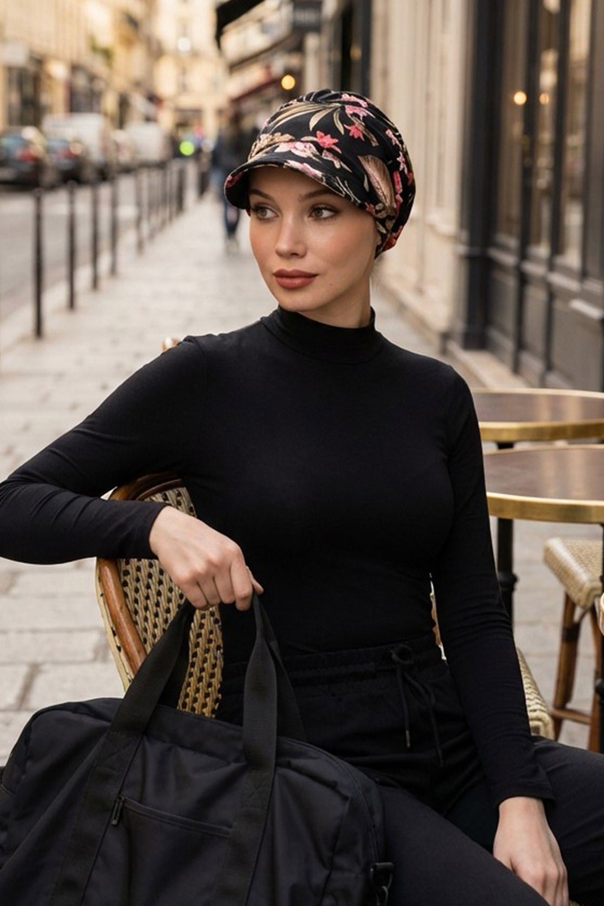 Printed Cotton Visor Women Turban Hat, Sun Protective Newsboy Hat for Women, 95% Cotton Plain Casual Hijab Bonnet Chemo Cap,B-73YD Dark Forest