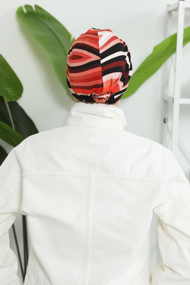 Printed Cotton Visor Women Turban Hat, Sun Protective Newsboy Hat for Women, 95% Cotton Plain Casual Hijab Bonnet Chemo Cap,B-73YD