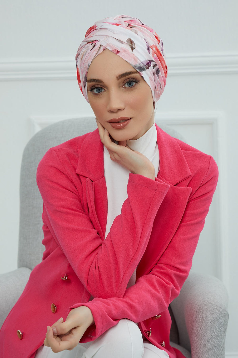 Printed Instant Turban for Women, 95% Cotton Pre-Tied Head Wrap, Lightweight Head Scarf Bonnet Cap with Beautiful Pattern Options,B-9YD Rose Garden