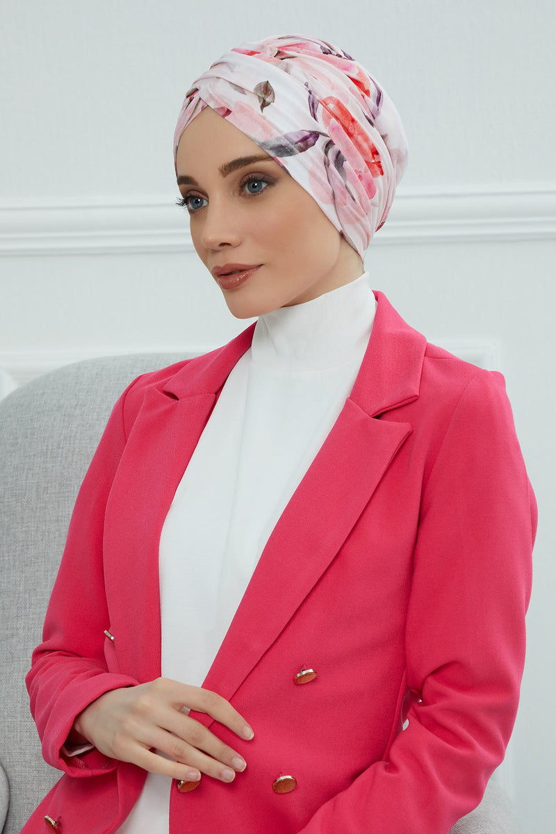 Printed Instant Turban for Women, 95% Cotton Pre-Tied Head Wrap, Lightweight Head Scarf Bonnet Cap with Beautiful Pattern Options,B-9YD