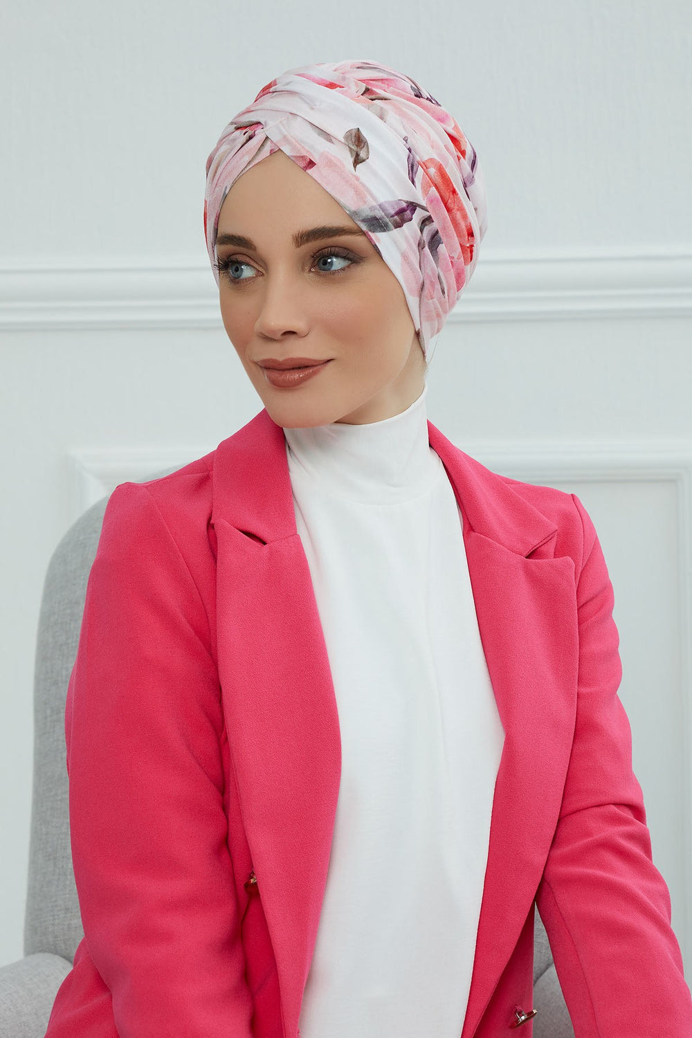 Printed Instant Turban for Women, 95% Cotton Pre-Tied Head Wrap, Lightweight Head Scarf Bonnet Cap with Beautiful Pattern Options,B-9YD Rose Garden