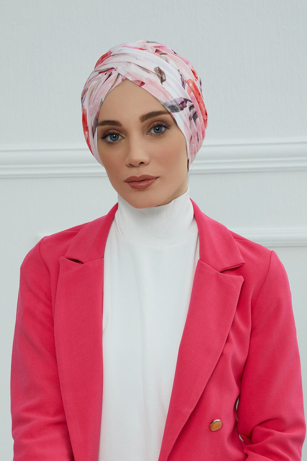 Printed Instant Turban for Women, 95% Cotton Pre-Tied Head Wrap, Lightweight Head Scarf Bonnet Cap with Beautiful Pattern Options,B-9YD Rose Garden