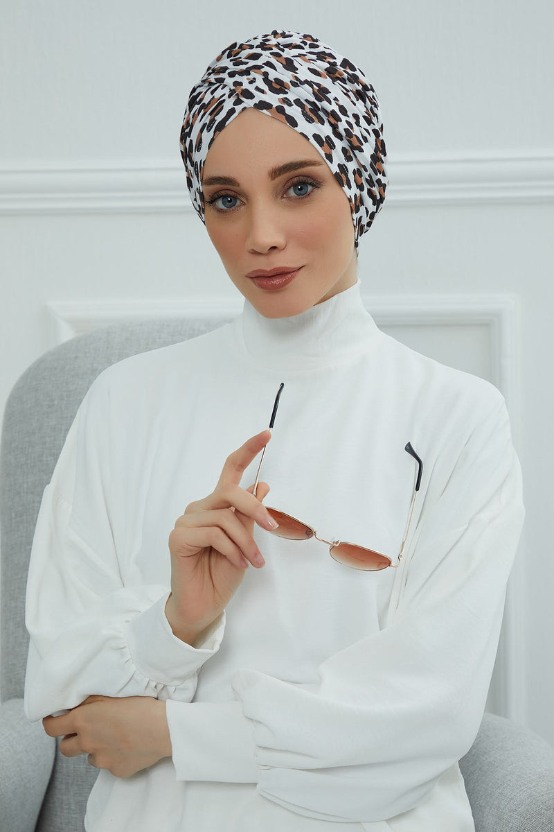 Printed Instant Turban for Women, 95% Cotton Pre-Tied Head Wrap, Lightweight Head Scarf Bonnet Cap with Beautiful Pattern Options,B-9YD