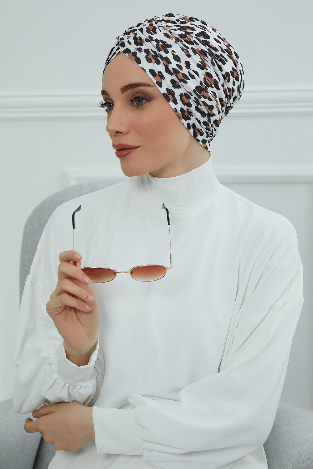 Printed Instant Turban for Women, 95% Cotton Pre-Tied Head Wrap, Lightweight Head Scarf Bonnet Cap with Beautiful Pattern Options,B-9YD Wild Elegance