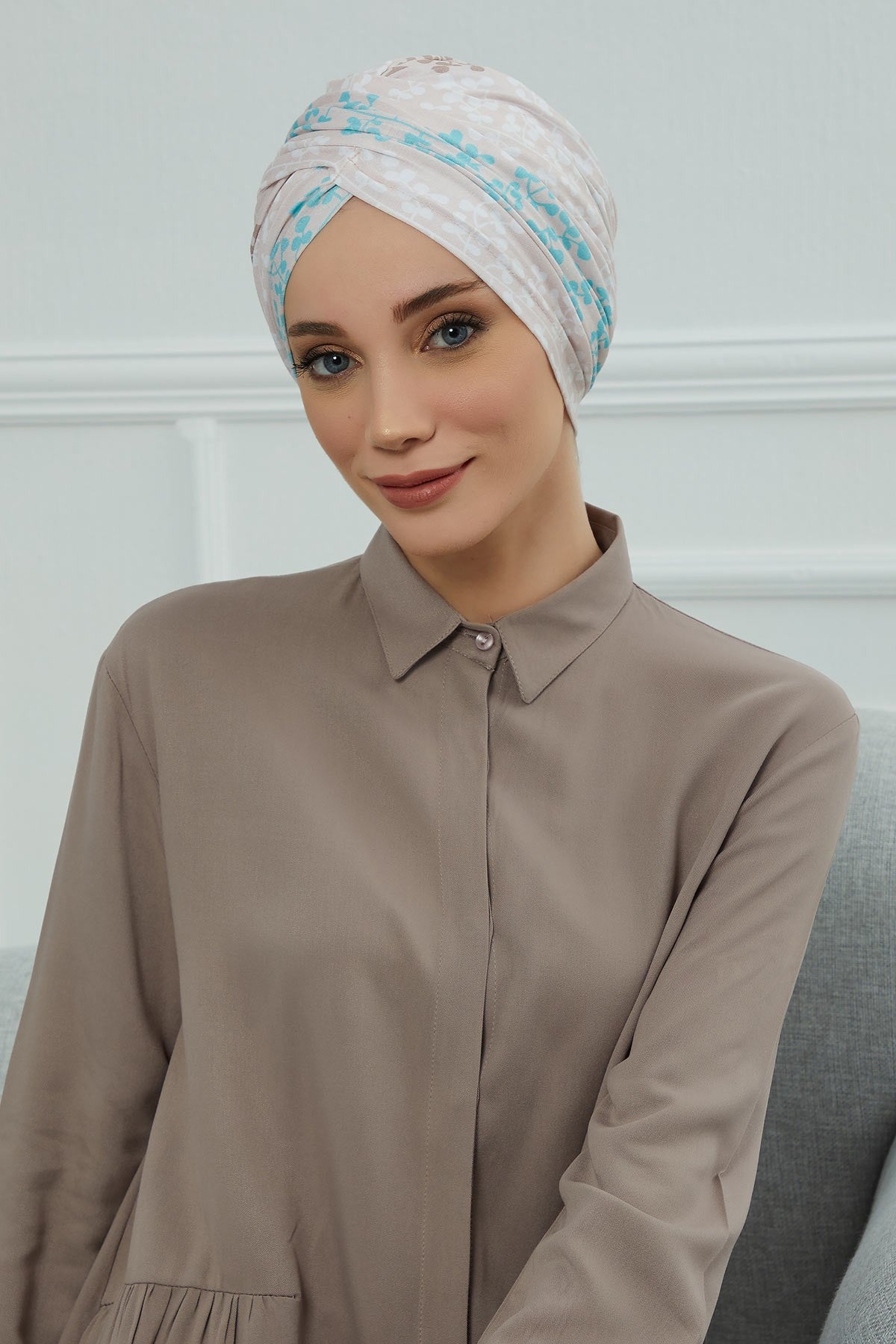 Printed Instant Turban for Women, 95% Cotton Pre-Tied Head Wrap, Lightweight Head Scarf Bonnet Cap with Beautiful Pattern Options,B-9YD Spring Awakening