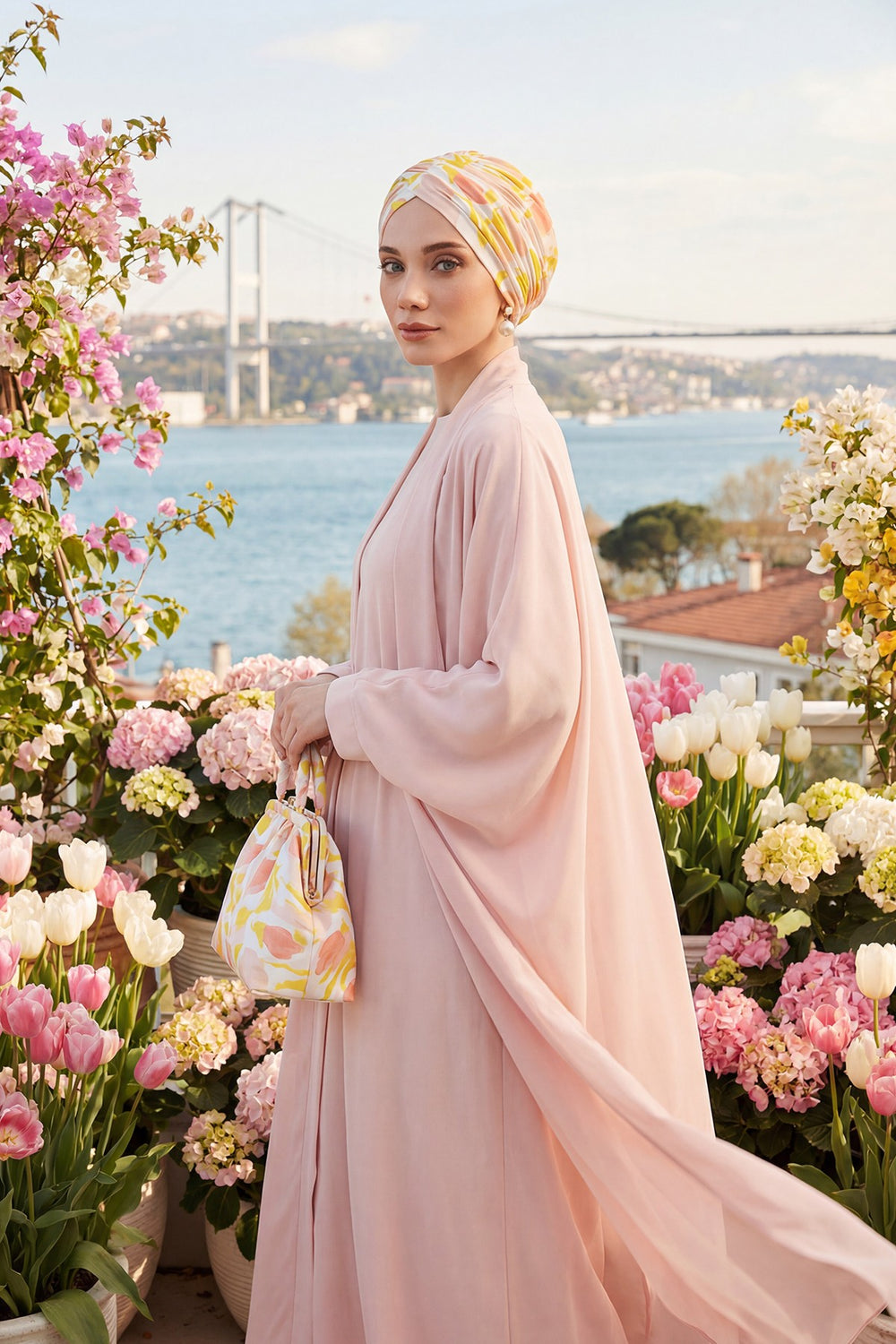 Printed Instant Turban for Women, 95% Cotton Pre-Tied Head Wrap, Lightweight Head Scarf Bonnet Cap with Beautiful Pattern Options,B-9YD Floral Sunrise