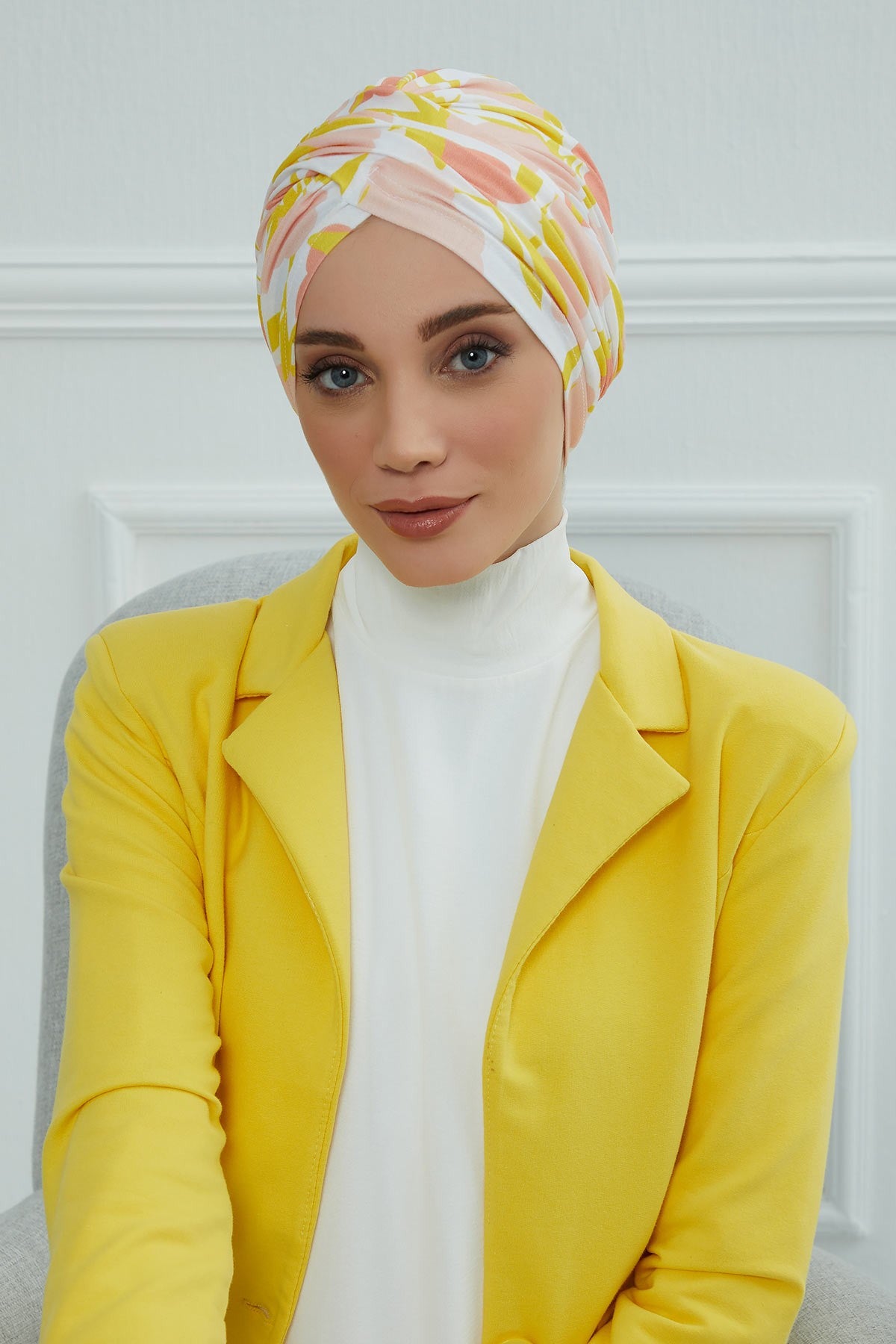 Printed Instant Turban for Women, 95% Cotton Pre-Tied Head Wrap, Lightweight Head Scarf Bonnet Cap with Beautiful Pattern Options,B-9YD Floral Sunrise