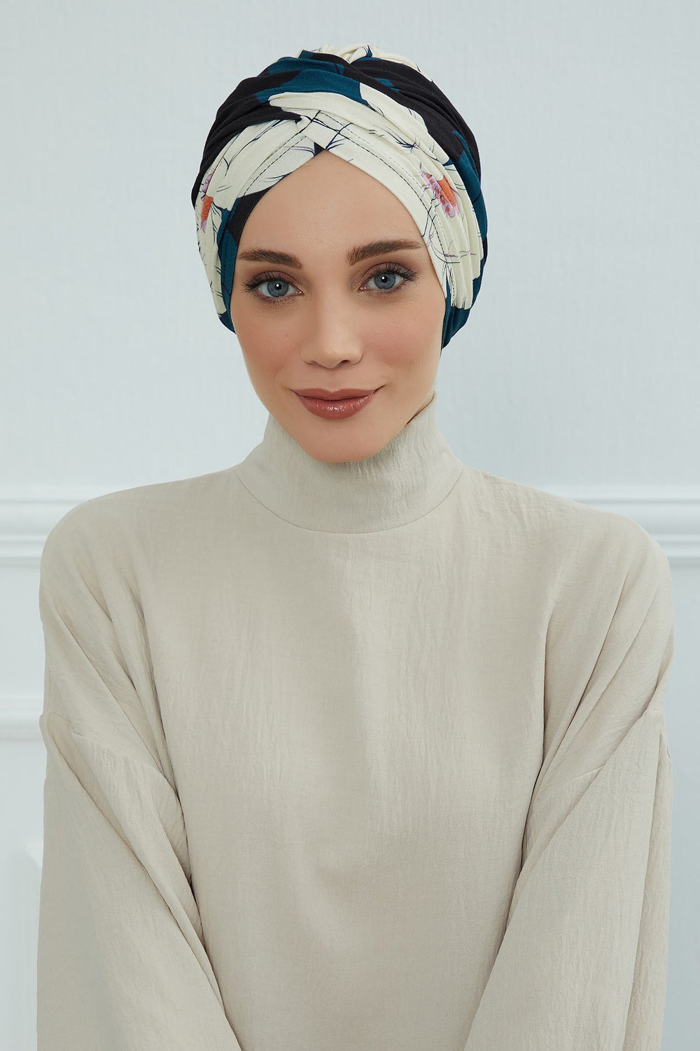 Printed Instant Turban for Women, 95% Cotton Pre-Tied Head Wrap, Lightweight Head Scarf Bonnet Cap with Beautiful Pattern Options,B-9YD Midnight Blossoms
