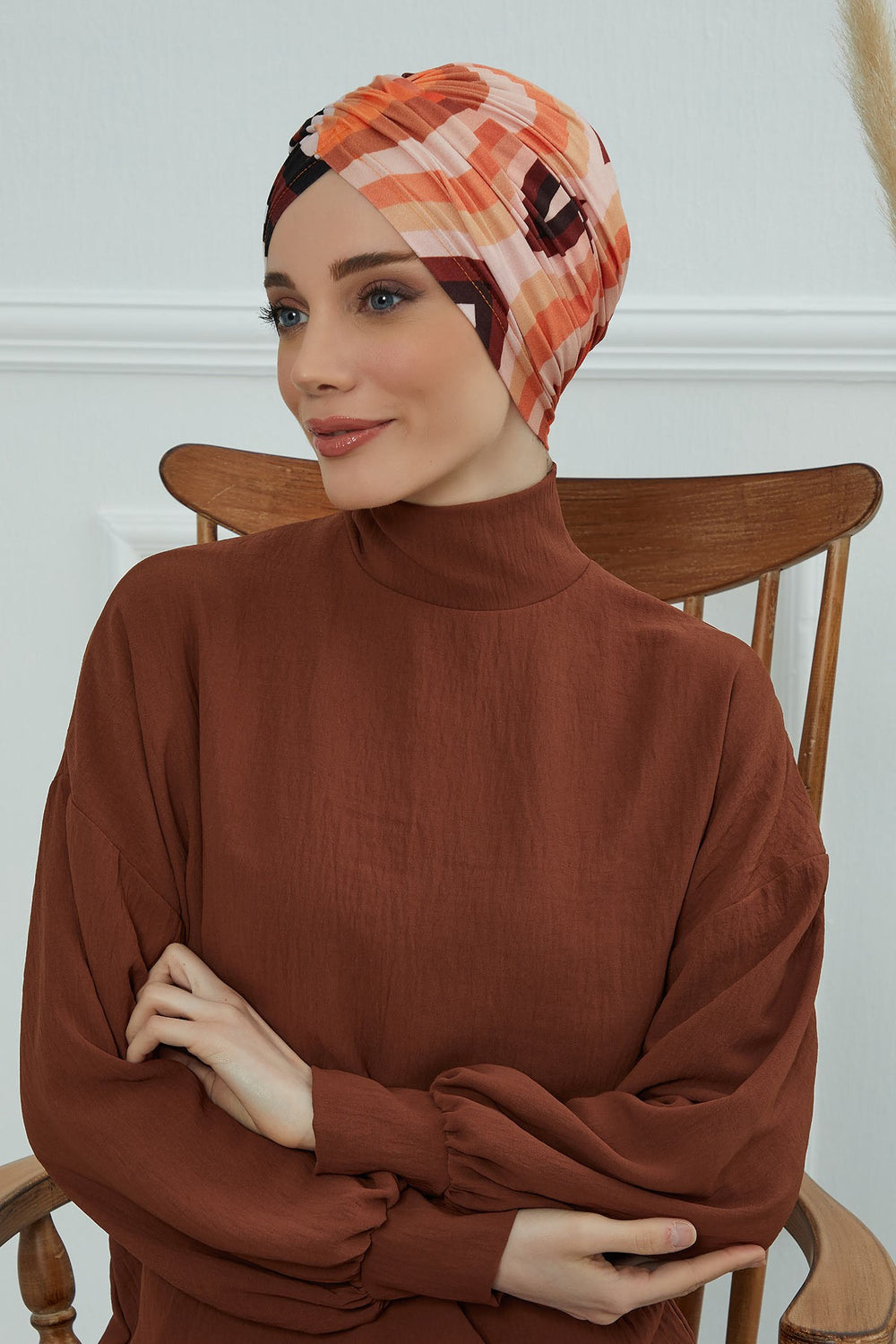 Printed Instant Turban for Women, 95% Cotton Pre-Tied Head Wrap, Lightweight Head Scarf Bonnet Cap with Beautiful Pattern Options,B-9YD Retro Waves