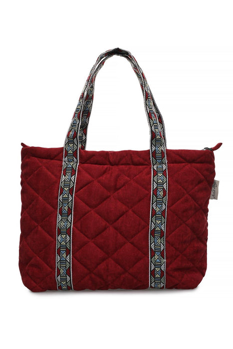 Quilted Polyester Knit Fabric Stylish Handbag with Beautiful Accessory for Women,CK-29