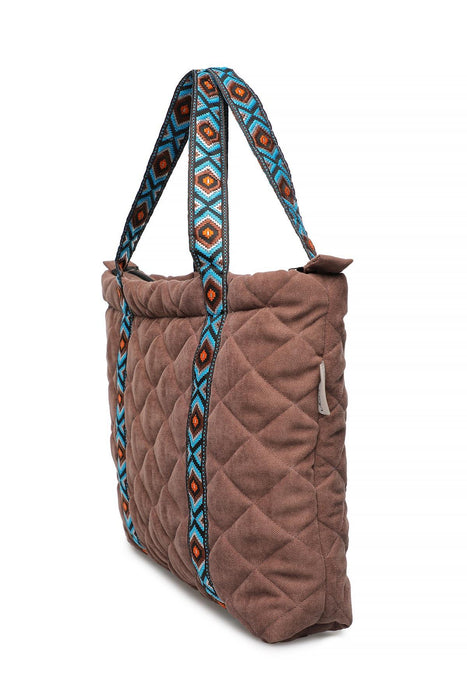 Quilted Polyester Knit Fabric Stylish Handbag with Beautiful Accessory for Women,CK-29