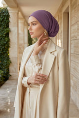 Ready-to-Wear Draped Crepe Hijab Bonnet, Elegant Instant Modest Head Covering,B-102KR