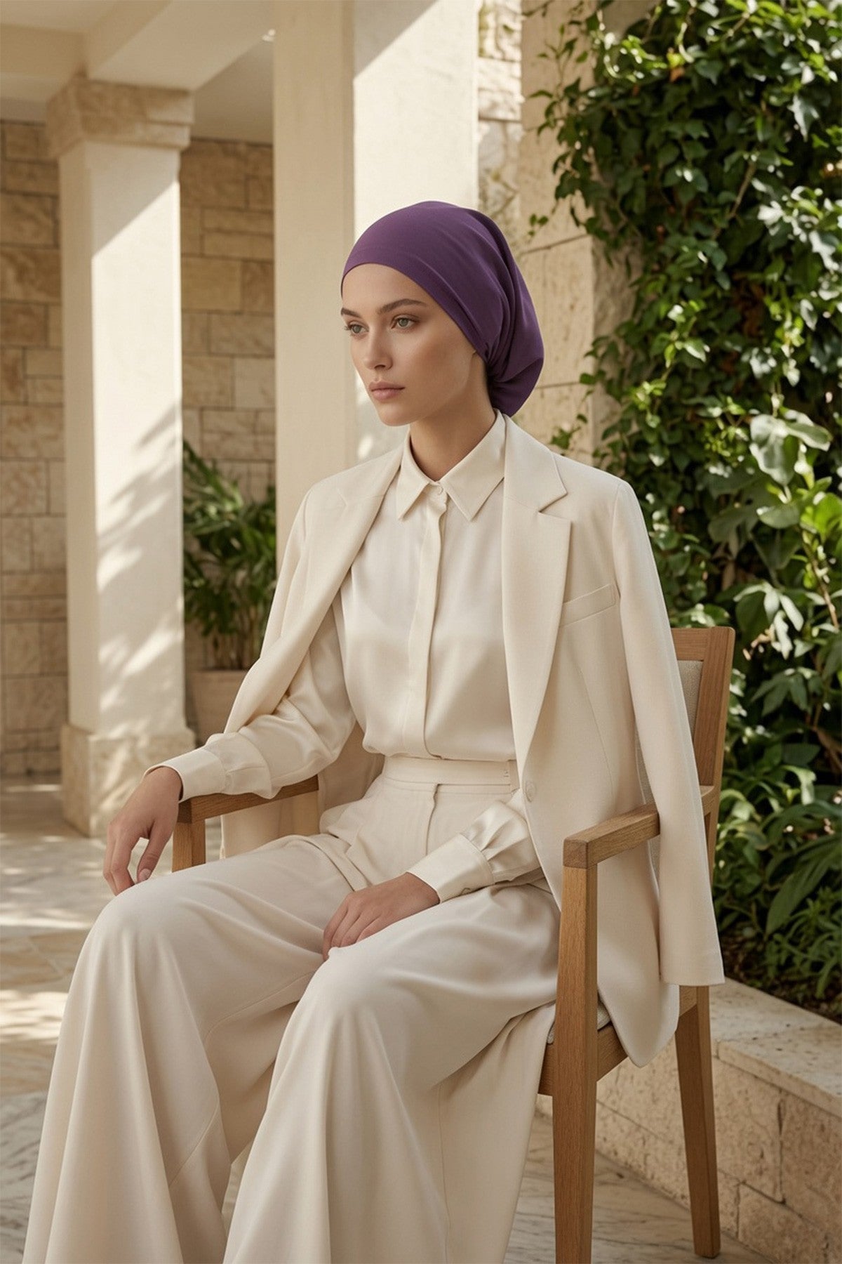 Ready-to-Wear Draped Crepe Hijab Bonnet, Elegant Instant Modest Head Covering,B-102KR