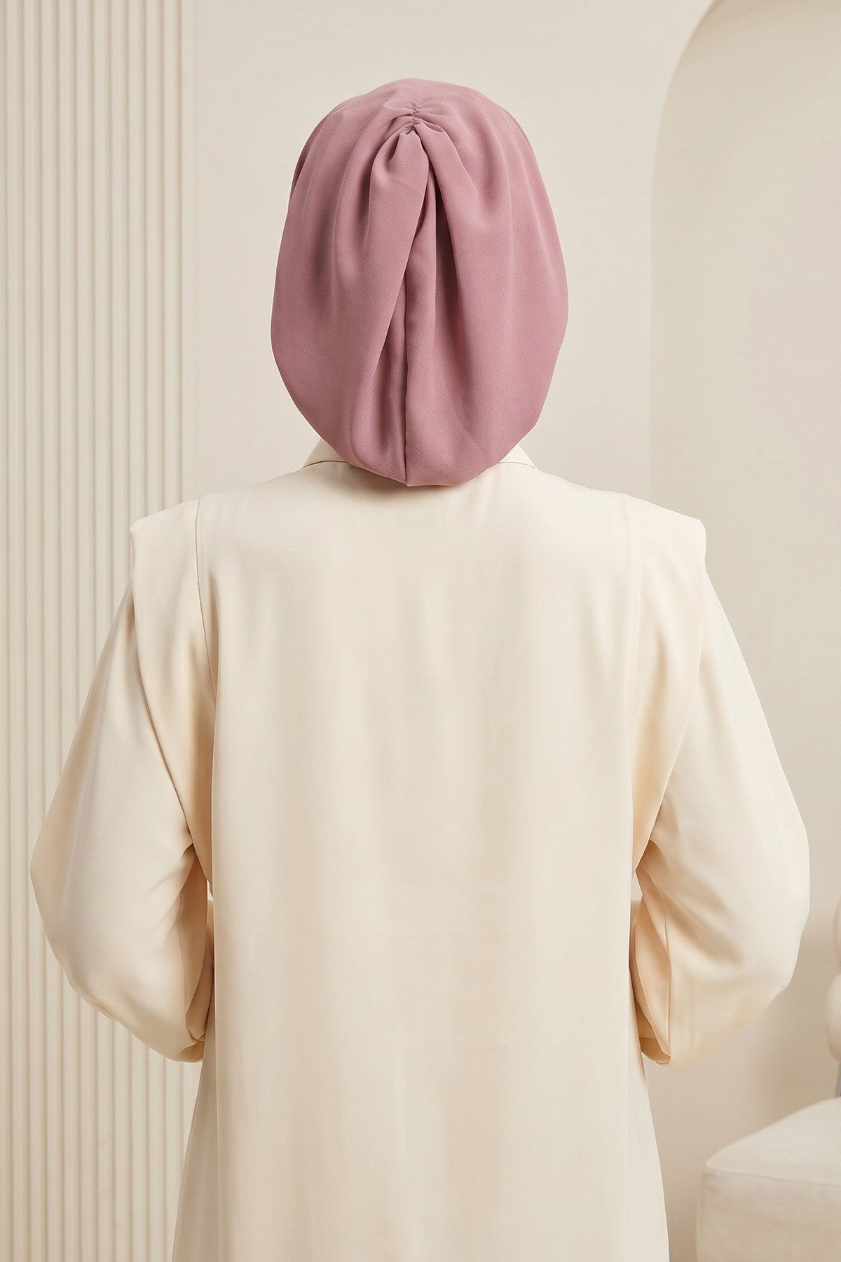 Ready-to-Wear Draped Crepe Hijab Bonnet, Elegant Instant Modest Head Covering,B-102KR