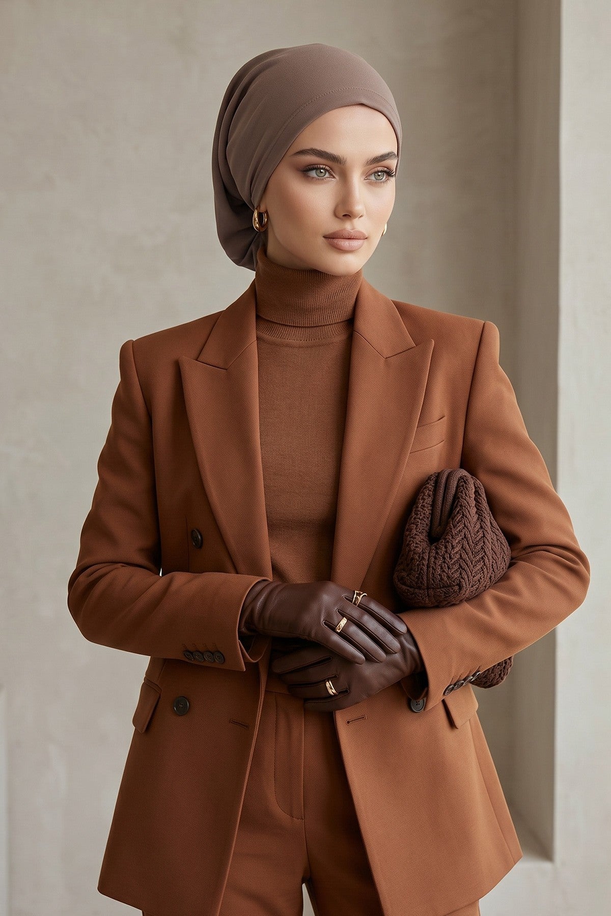 Ready-to-Wear Draped Crepe Hijab Bonnet, Elegant Instant Modest Head Covering,B-102KR