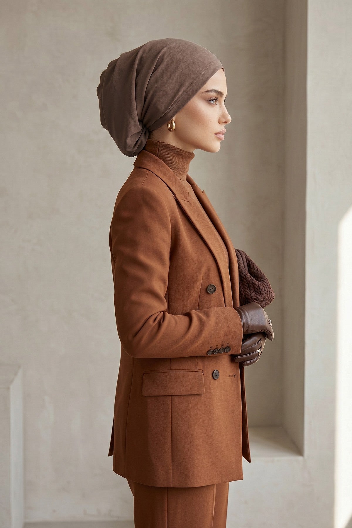 Ready-to-Wear Draped Crepe Hijab Bonnet, Elegant Instant Modest Head Covering,B-102KR
