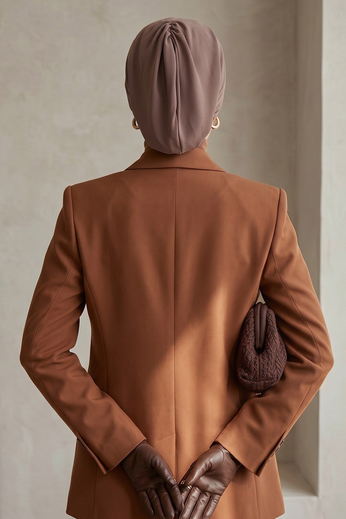 Ready-to-Wear Draped Crepe Hijab Bonnet, Elegant Instant Modest Head Covering,B-102KR
