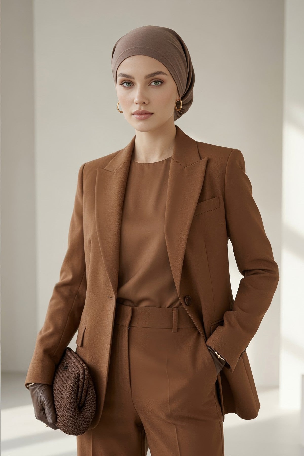 Ready-to-Wear Draped Crepe Hijab Bonnet, Elegant Instant Modest Head Covering,B-102KR