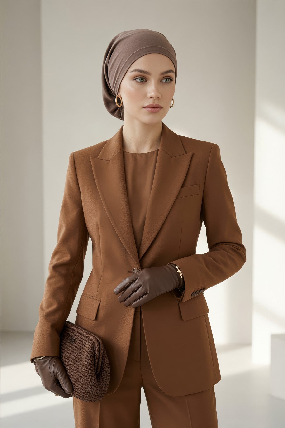 Ready-to-Wear Draped Crepe Hijab Bonnet, Elegant Instant Modest Head Covering,B-102KR