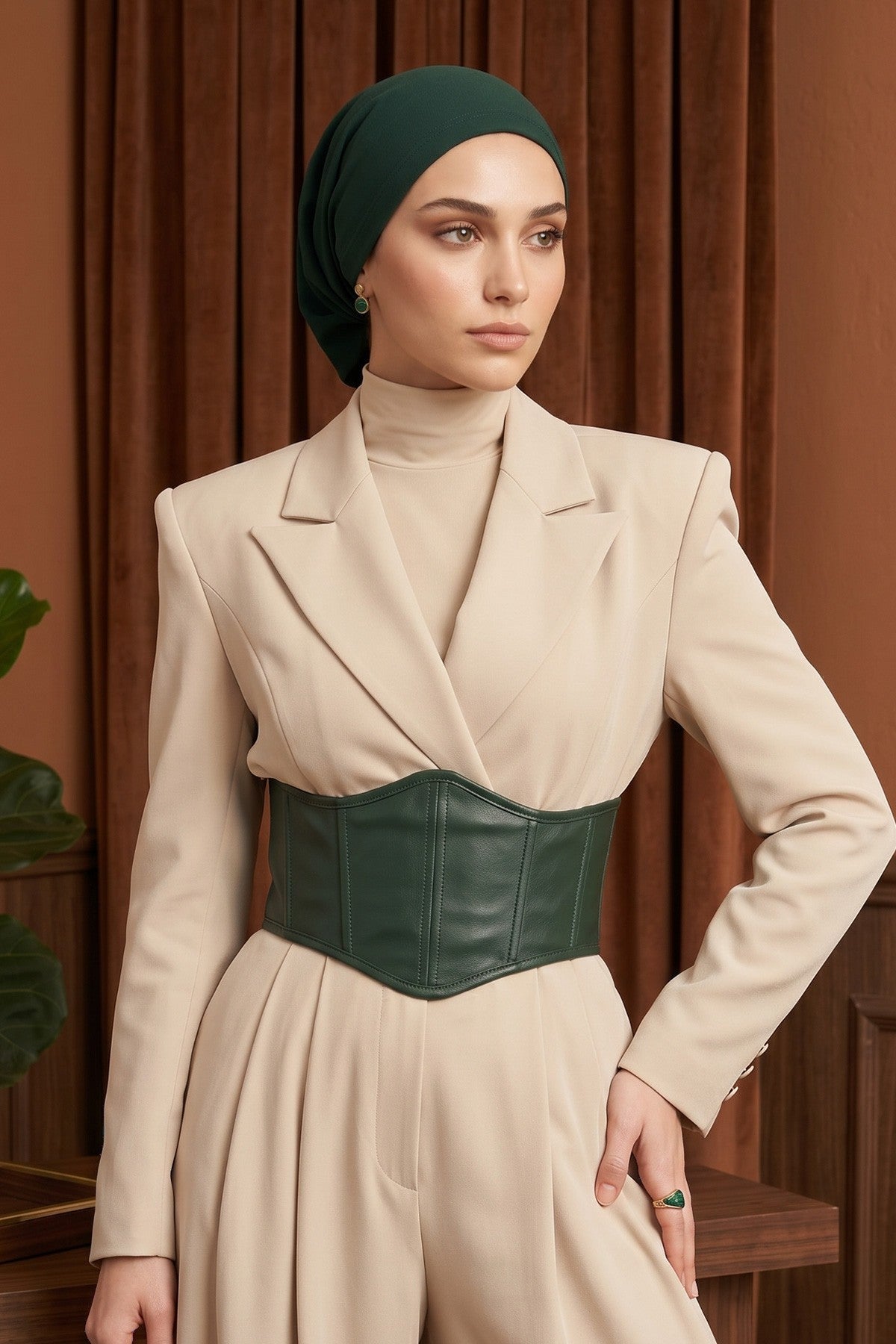 Ready-to-Wear Draped Crepe Hijab Bonnet, Elegant Instant Modest Head Covering,B-102KR