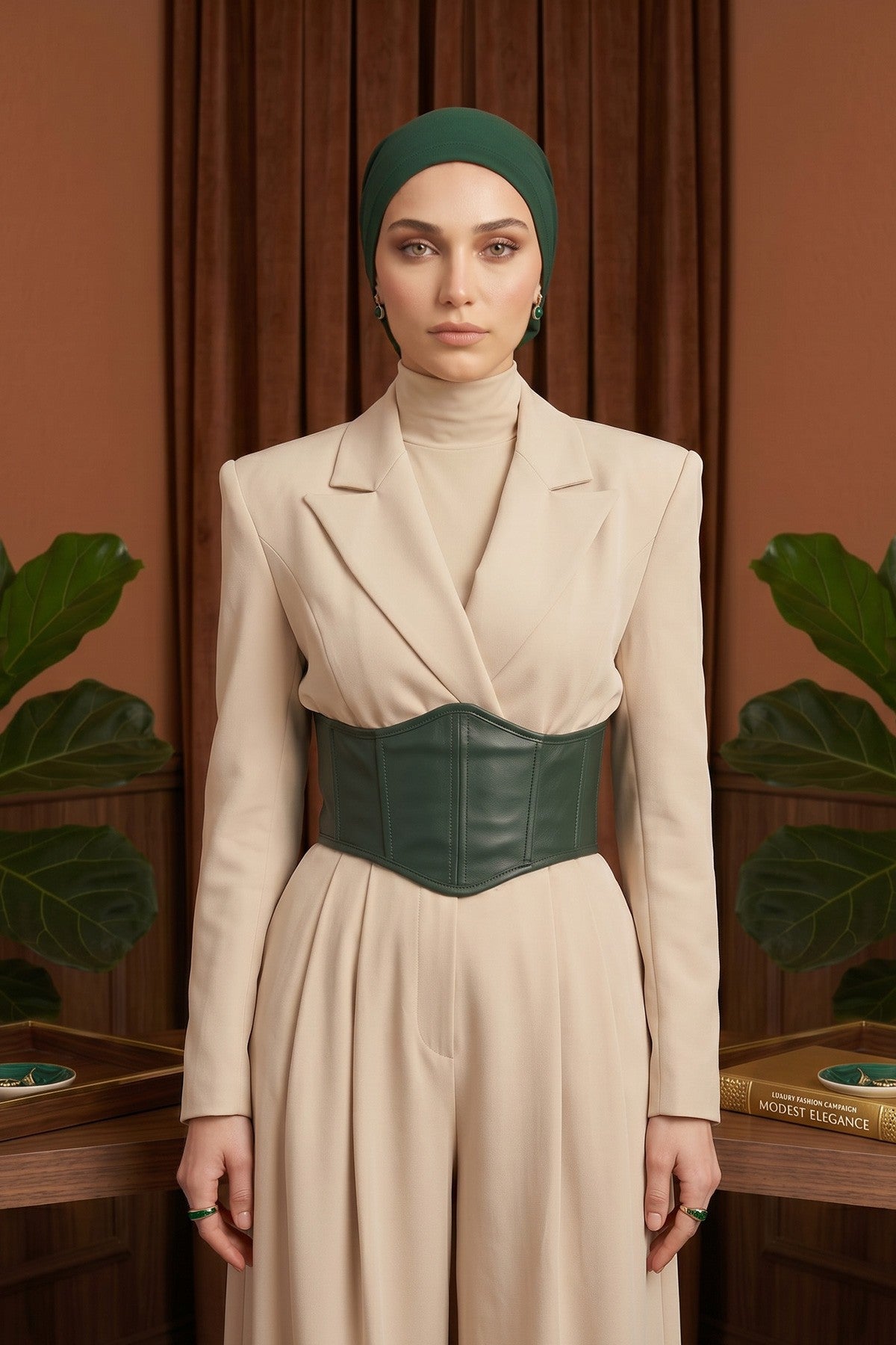Ready-to-Wear Draped Crepe Hijab Bonnet, Elegant Instant Modest Head Covering,B-102KR