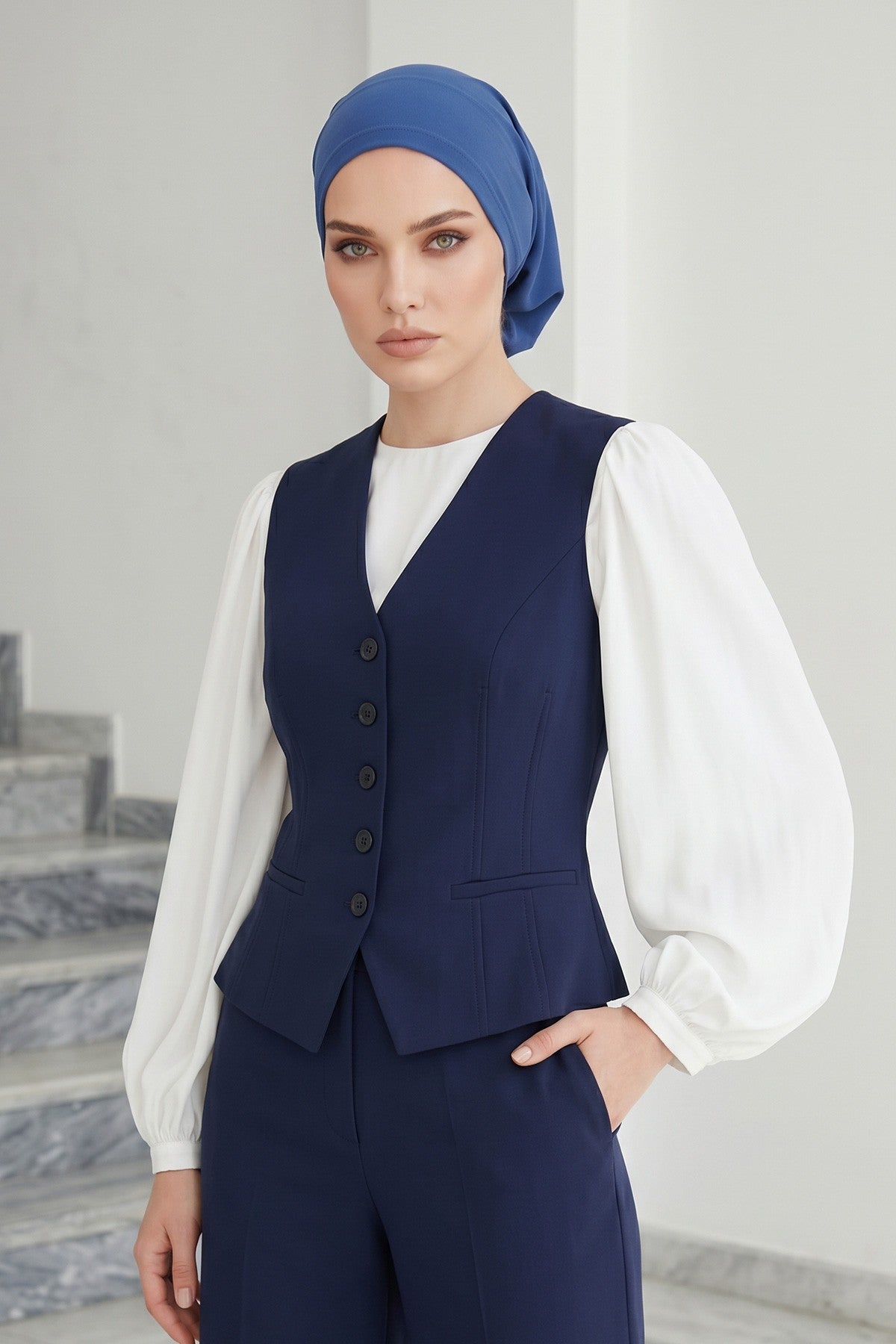 Ready-to-Wear Draped Crepe Hijab Bonnet, Elegant Instant Modest Head Covering,B-102KR