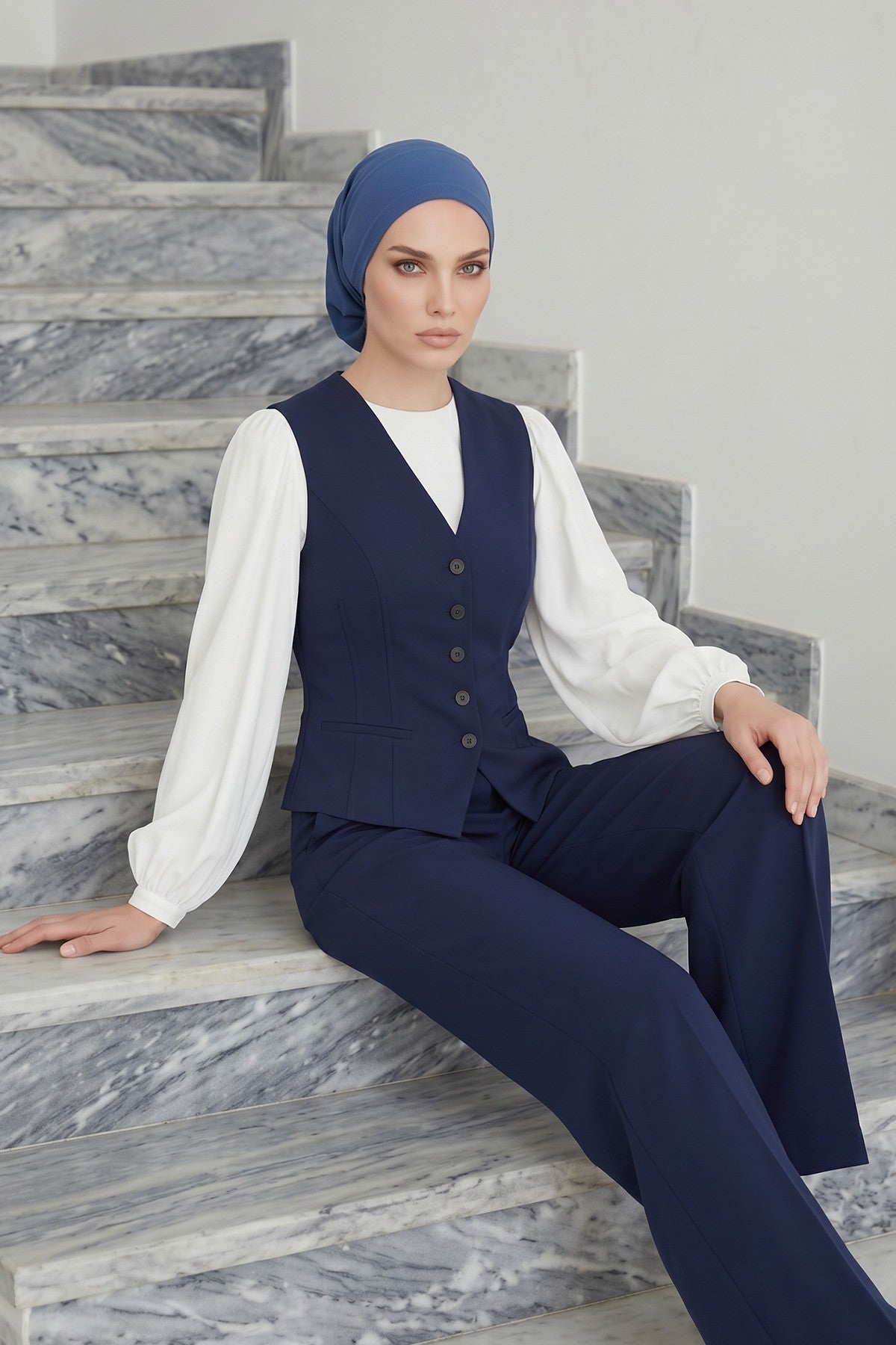 Ready-to-Wear Draped Crepe Hijab Bonnet, Elegant Instant Modest Head Covering,B-102KR