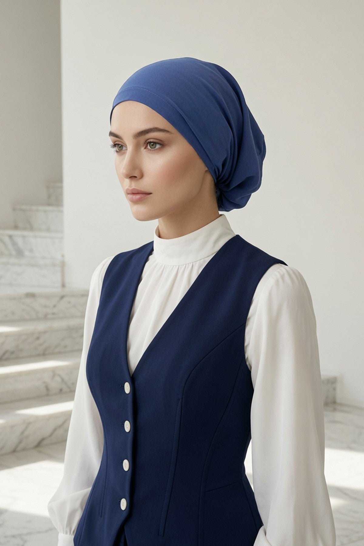 Ready-to-Wear Draped Crepe Hijab Bonnet, Elegant Instant Modest Head Covering,B-102KR