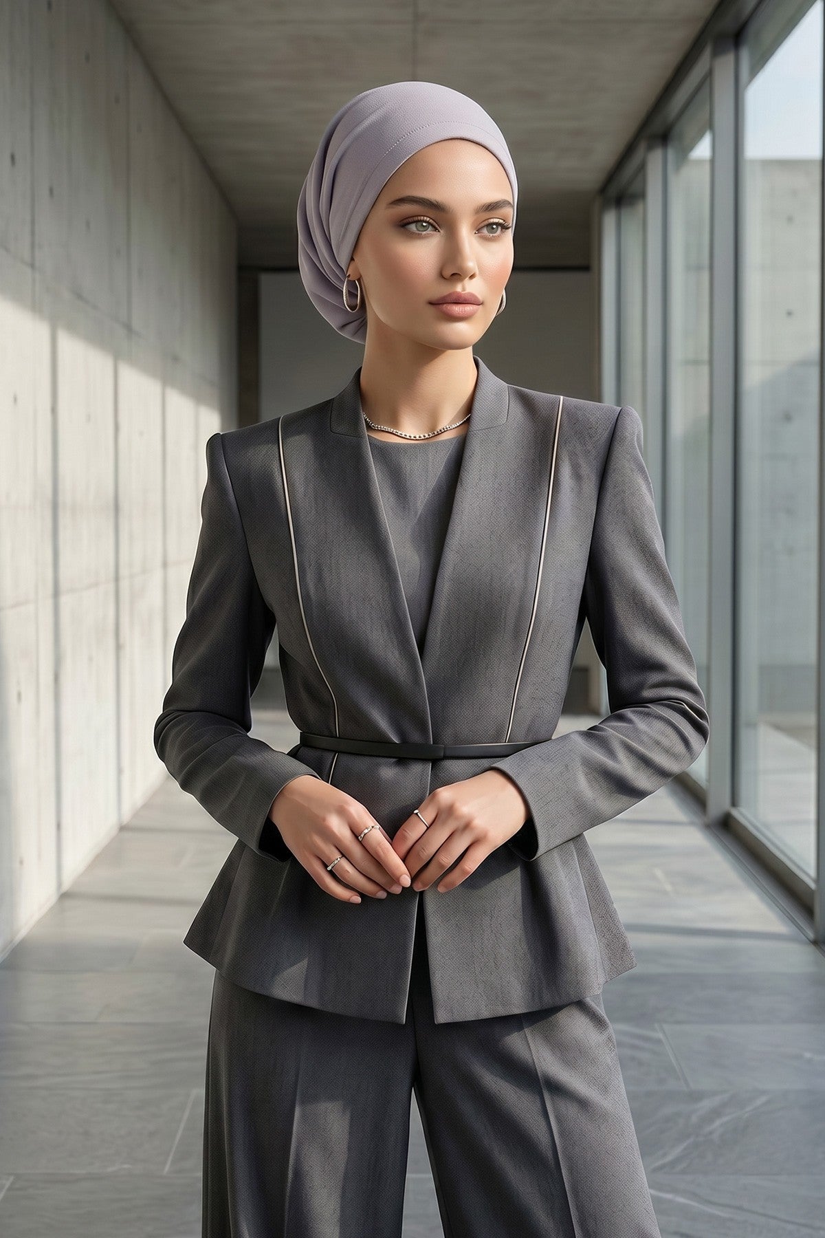 Ready-to-Wear Draped Crepe Hijab Bonnet, Elegant Instant Modest Head Covering,B-102KR