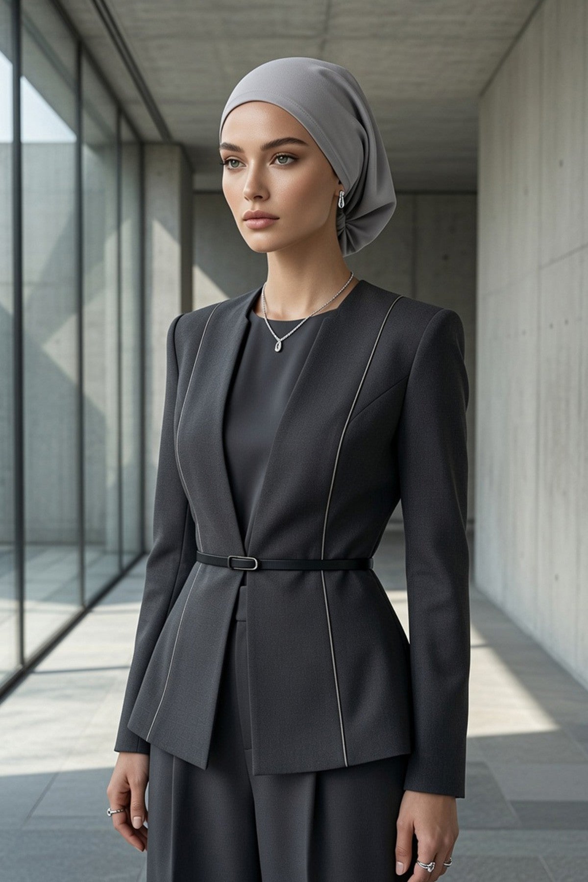 Ready-to-Wear Draped Crepe Hijab Bonnet, Elegant Instant Modest Head Covering,B-102KR