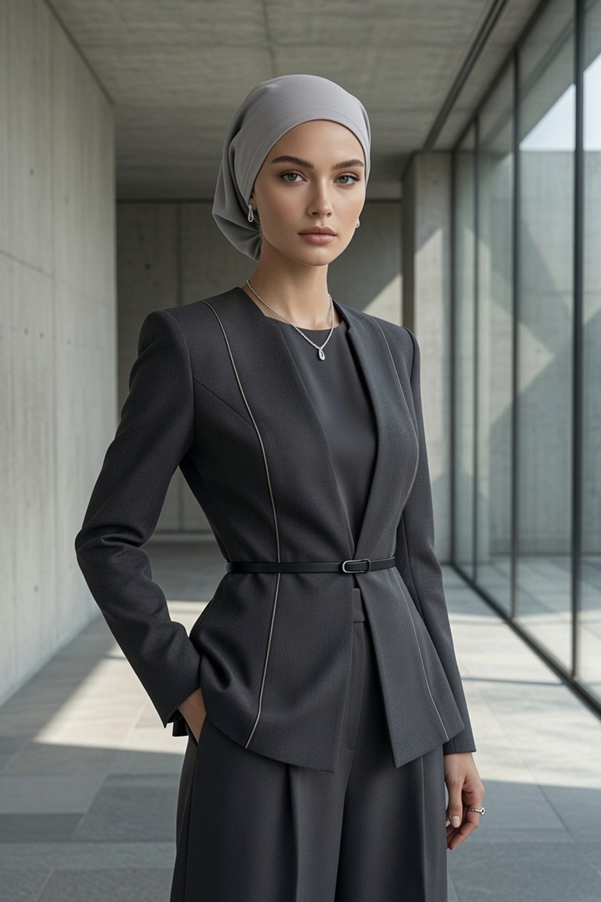Ready-to-Wear Draped Crepe Hijab Bonnet, Elegant Instant Modest Head Covering,B-102KR