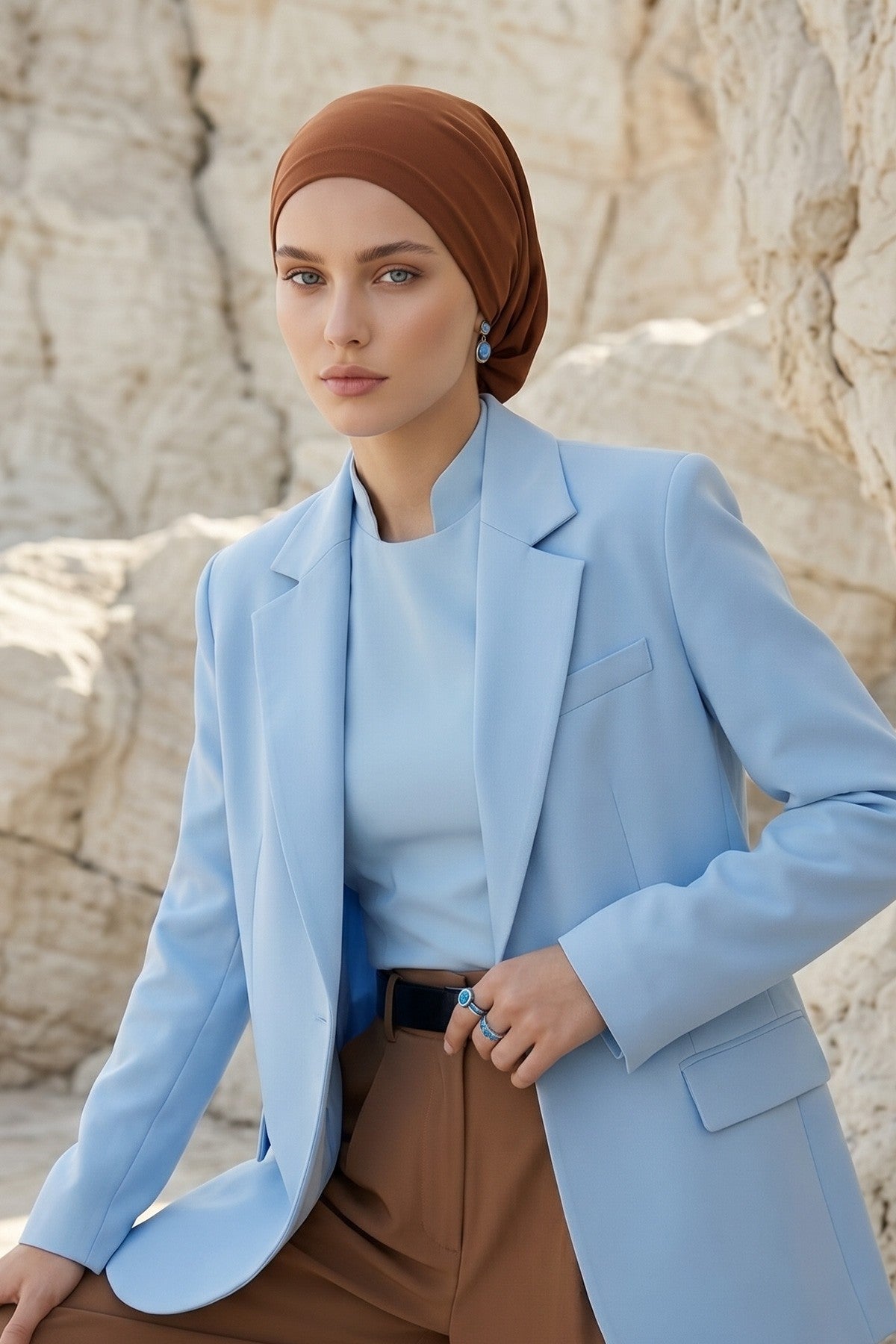 Ready-to-Wear Draped Crepe Hijab Bonnet, Elegant Instant Modest Head Covering,B-102KR