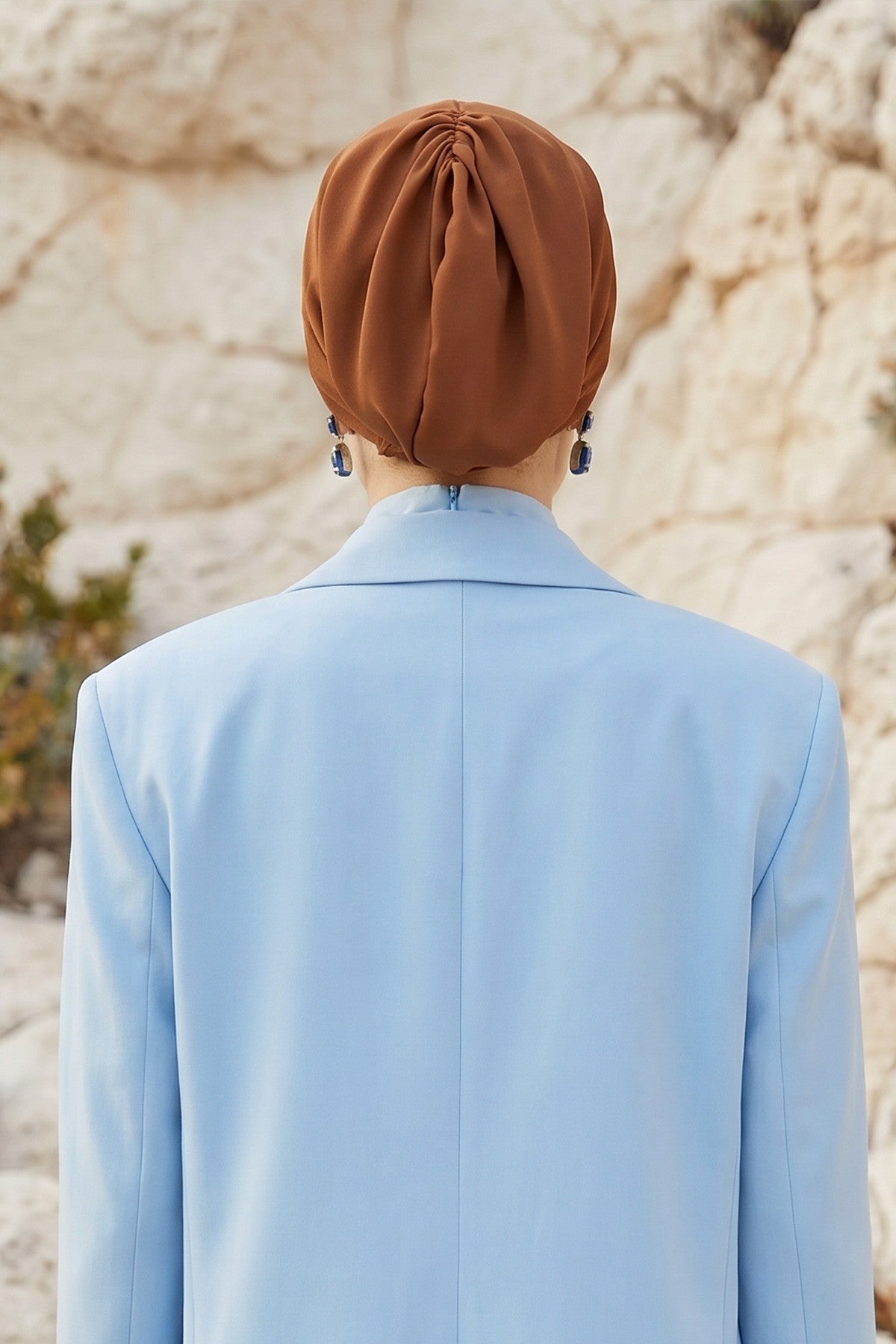 Ready-to-Wear Draped Crepe Hijab Bonnet, Elegant Instant Modest Head Covering,B-102KR