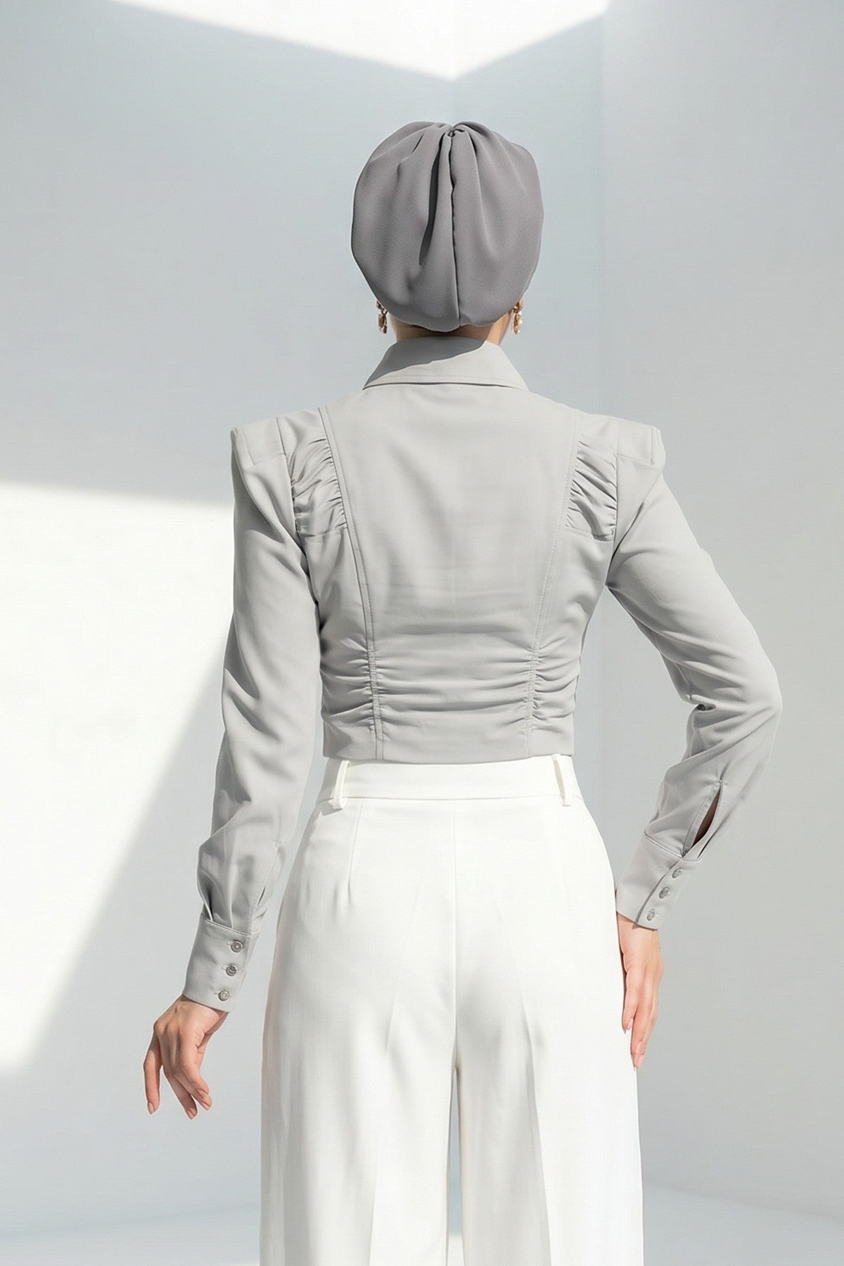 Ready-to-Wear Draped Crepe Hijab Bonnet, Elegant Instant Modest Head Covering,B-102KR