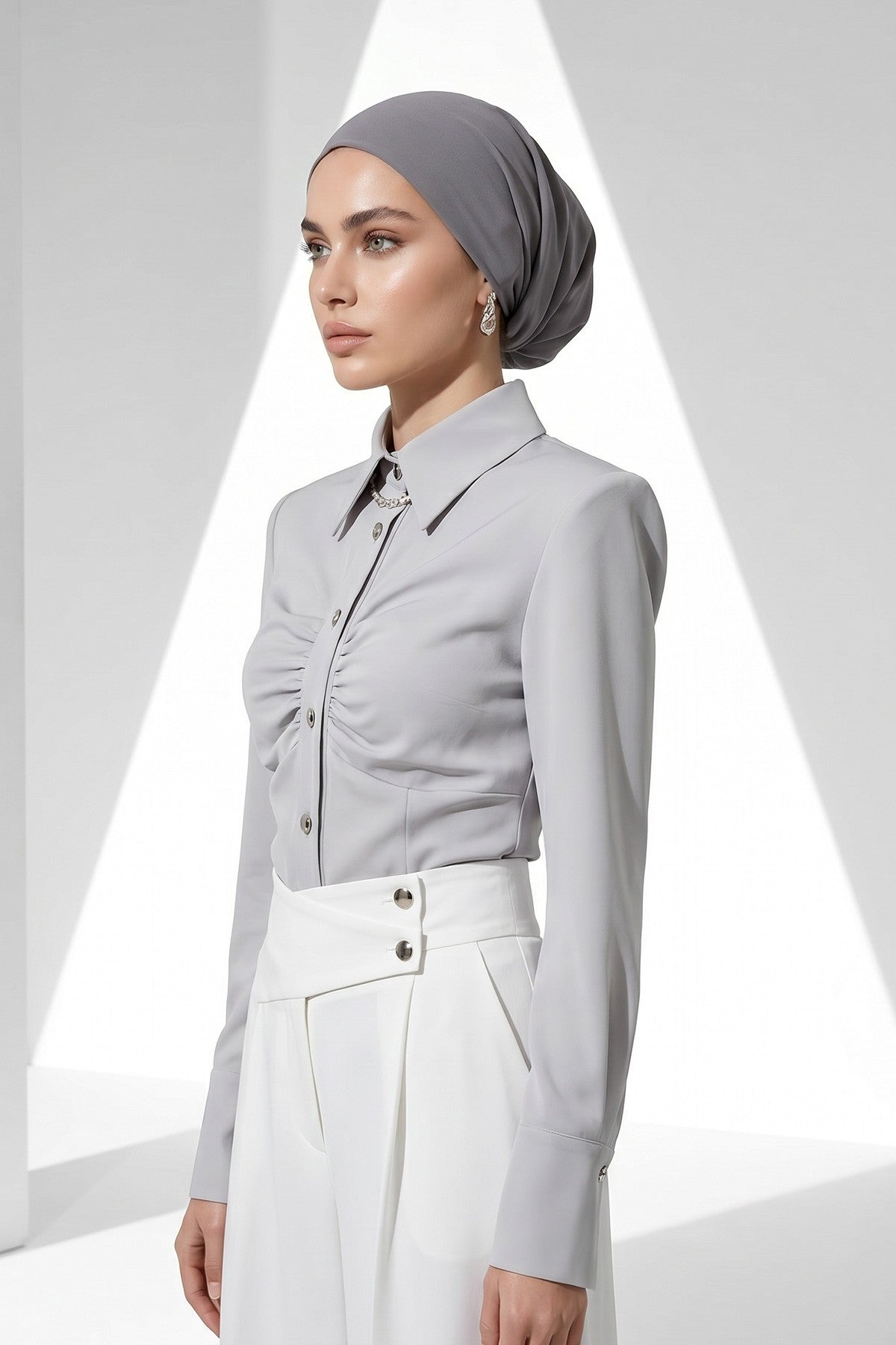 Ready-to-Wear Draped Crepe Hijab Bonnet, Elegant Instant Modest Head Covering,B-102KR